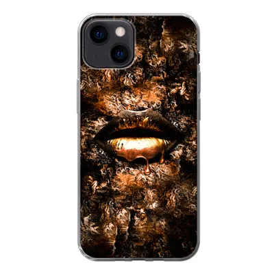 Produktbild von MuchoWow® Handyhülle Schutzhülle Hülle für iPhone 13 Frau - Lippen - Kupfer Silikon Softcase Handy Hülle - Karteninhaber