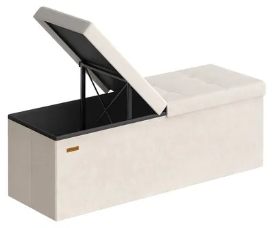 Produktbild von Aufbewahrungsbank mit Klappdeckel | Cappuccinobeige | 110x38x38 cm