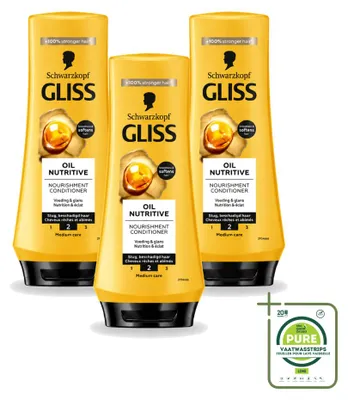 Obrázek produktu pro 3x Schwarzkopf Gliss, regenerační olejový kondicionér – 200 ml – velkopackové balení – 3 kusy