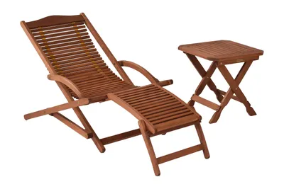 Produktbild von Merxx Gartenliegen Set Copa Cabana 2tlg., Schwungliege, Klapphocker 50 x 50 cm  - Eukalyptus