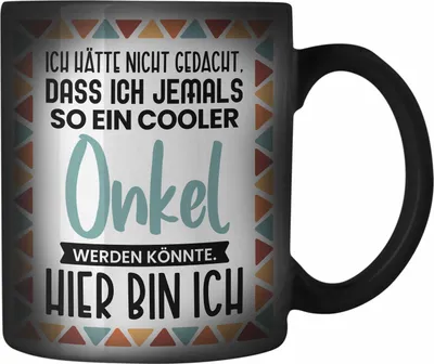Produktbild von Trendation - Bester Onkel Ever Farbwechsel Zauber-Tasse Geschenk Geburtstag Weihnachten Lustig Geschenkideen von Nichte Lieblingsonkel Hier Bin Ich (Schwarz)