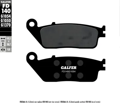 Produktbild von Bremsbeläge Set Galfer FD140G1054 & FD220G1054 Semi-Metall vorne & hinten für Peugeot Satelis 400 ccm