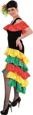 Produktbild von M213177-2-S schwarz-bunt Damen Brasilien Kleid Rio Kostüm Gr.S