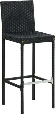 Produktbild von vidaXL Garten-Barhocker mit Kissen 4 Stk. Schwarz Poly Rattan