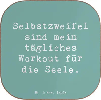 Produktbild von Mr. & Mrs. Panda Untersetzer für Gläser Spruch Selbstzweifel Workout - Meeresbrise - Geschenk, Coaster, mentale Gesundheit, Gefühl, Teeuntersetzer, Tassenuntersetzer