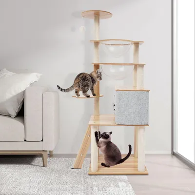 Productafbeelding van Kratzboom, geschikt voor katten in huis. Ideaal voor 3-4 kleine katten, maximaal 10 kg. Geschikt voor gezinnen, dierenwinkels en kattencafés