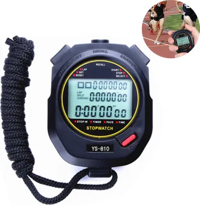 Produktbild von Digitale Sportstoppuhr, tragbare Stoppuhr, mit Funktionen wie Timer, Metronom, Uhr, Alarm und Countdown, mit 100-Runden-Speicher