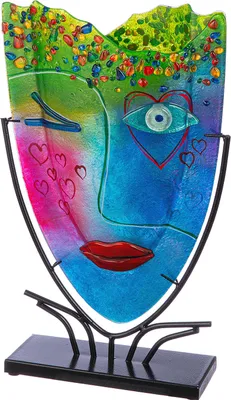 Immagine prodotto di Casablanca Glasart, Gesichtsvase, oval, "Twinkle", Gesichtsmotiv, Glas, Metall, mehrfarbig, , L. 10,5 cm, B. 30 cm, H. 49 cm 52001