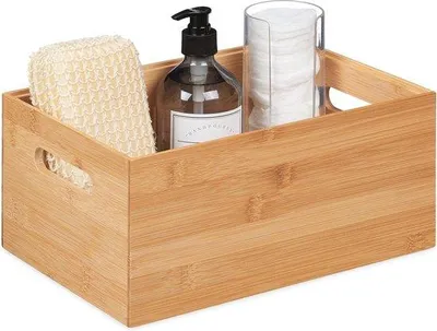 Produktbild von Famanu Aufbewahrungsbox aus Bambus - Stapelbare Box mit Griffen - 14 x 30 x 20 cm