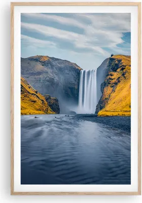 Produktbild von Gerahmtes Poster - Rahmen in heller Eiche - Wasserfall Berge Skogafoss - 61x91,5 cm - Wand Bild - Wanddeko - Wandbilder - Kunstposter - Wandposter - Bilderrahmen - Bilder - Kunstdruck P2NPA61x91-5180
