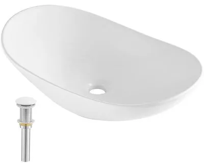 Image de Vasque moderne ovale en céramique - Vasque à poser pour salle de bain 592x361x158mm - Design de haute qualité - Idéal pour salle de bain et WC invités