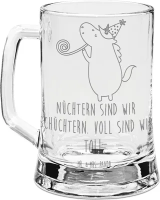 Produktbild von Mr. & Mrs. Panda Glasseidel Einhorn Party - Transparent - Geschenk, Disco, Humpen, Geburtstag, Bierkrug Glas, Einhörner, graviert, Krug, Alkohol, Seidel, Unicorn