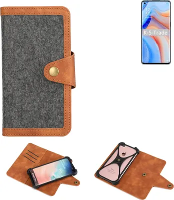 Produktbild von K-S-Trade Schutzhülle Handyhülle kompatibel mit Oppo K7x Filz Hülle Kunst-Leder dunkelgrau braun (1x)