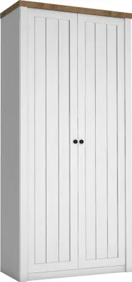 Produktbild von Furniture24 Kleiderschrank Prowansja S2D Schrank 2 türiger mit 1 Einlegeboden und Kleiderstange Kiefer Weiß/lefkas Eiche
