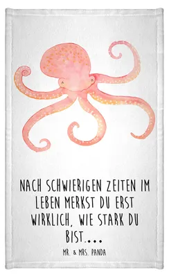 Produktbild von Mr. & Mrs. Panda Handtuch Tintenfisch - Weiß - Geschenk, gäste wc, Klein, Ozean, Baumwollhandtuch, badezimmer, Wasser, Meerestier, Meer, Krake, Lustige Sprüche