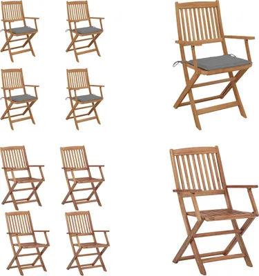 Immagine prodotto di vidaXL Sedie da giardino pieghevoli 4 pezzi con cuscino in legno massiccio di acacia - sedia da giardino - sedie da giardino - poltrona da giardino - sedia pieghevole