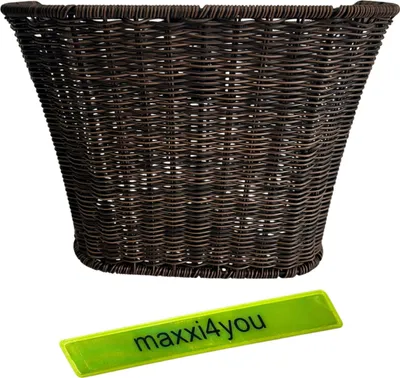 Produktbild von Fahrrad Lenkerkorb Weidenkorb aus Kunststoff in Braun inkl. maxxi4you Reflexband