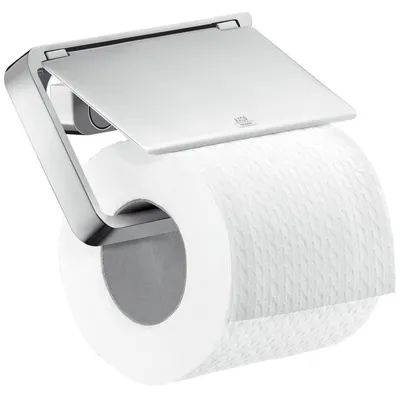 Image de Porte-rouleaux de papier toilette AXOR Universal Softsquare avec couvercle, finition noir chrome poli