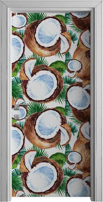 Produktbild von Tür Selbstklebende 90x210 cm Türfolie Türtapete Klebefolie - Exotische Frucht Kokosnuss