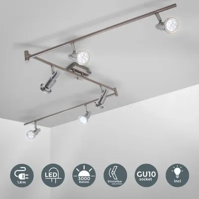 Immagine prodotto di Plafoniera LED con faretti orientabili, include 6 lampadine GU10 da 5W 400Lm, luce calda 3000K lampadario moderno in metallo, lampada da soffitto per cucina o camera da letto 230V IP20