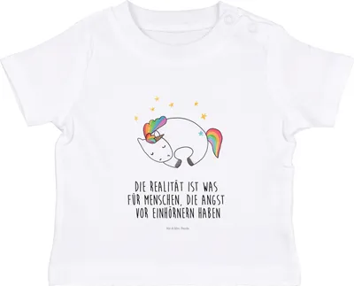 Produktbild von Mr. & Mrs. Panda  T-Shirt Einhorn Nacht 0. - 6. Monat - Weiß - Geschenk, Babyshirt, Menschen, Unicorn, Einhörner, Baby Shirt, Kinder, Freundin