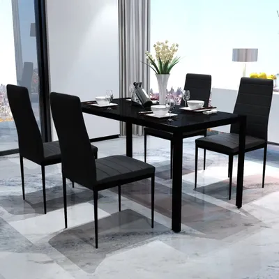 Produktbild von JEOBEST Esszimmerstühle 4stk. Hochlehner Esszimmer Kunstleder-Leder Polster Stuhl -schwarz
