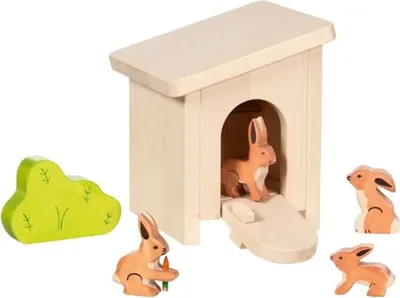 Produktbild von Holztiger Kaninchenstall Holzspielzeug Kaninchenhaus