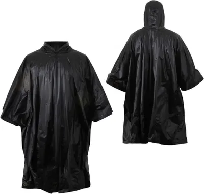 Produktbild von Regenponcho Regenumhang Regenschutz Nässeschutz mit Kapuze Schwarz Regenpocho
