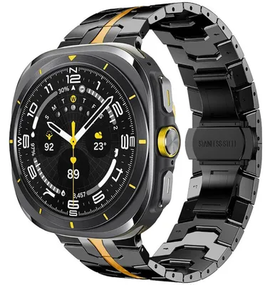Image de Pour Samsung Galaxy Watch 8 / 8 Classic : bracelet xDfind en acier inoxydable avec fermoir papillon, noir / or