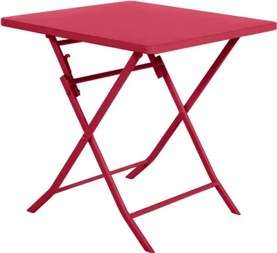 Produktbild von Quadratischer klappbarer gartentisch "greensboro" granatapfel 2-sitzer aus epoxybehandeltem stahl  - Hespéride