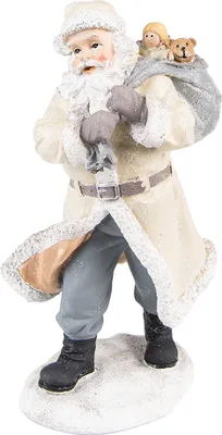 Produktbild von Clayre & Eef Figur Weihnachtsmann 21 cm Beige Grau Kunststoff