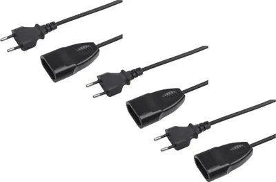 Produktbild von Meister Euro-Verlängerung 3 m schwarz IP20 3er Set mit Eurostecker für Innenbereich