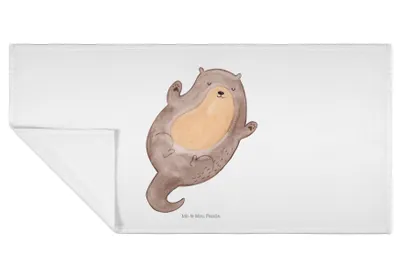 Produktbild von Mr. & Mrs. Panda Handtuch Otter Umarmen - Weiß - Geschenk, gut Gelaunt, Optimistisch, frottee, Hallo, Frotteehandtuch, gesichtshandtuch, Flauschtuch, gesichtstuch