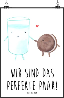 Produktbild von Mr. & Mrs. Panda Bild Milch Keks DIN A4 - Weiß - Geschenk, Kunstdruck, Romantisch, Wandbild, wanddeko, Kaffee, Plakat, Cookie, drucke, Lustige Sprüche, Kekse