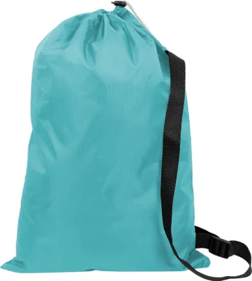 Produktbild von Turnbeutel mit Kordelzug und Schultergurt, 100% Polyester, 32x46 cm, türkis