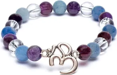 Produktbild von Mala/Armband Amethyst/Aventurin/Bergkristall + Ohm – Packung mit 3 Stück – 0,8