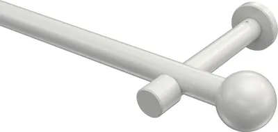Produktbild von Interdeco Gardinenstange / Vorhangstange Weiß, Typ Prestige Luino (Kugel) ohne Ringe, 20 mm Ø 1-läufig, 220 cm