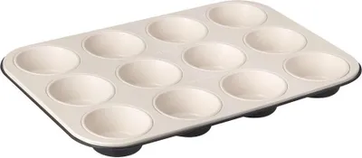 Produktbild von Zenker 12er-Muffinform Ø 7 cm CREME NOIR, Muffinbackform aus Stahlblech, Backblech mit keramisch verstärkter Antihaftbeschichtung (Farbe: Crème/Anthrazit)