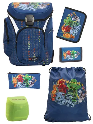 Produktbild von Lego Ninjago Schulranzen 1. Klasse in Blau Ninja Schultaschen Set 6-teilig mit Federmappe, Schlamper & Geldbeutel