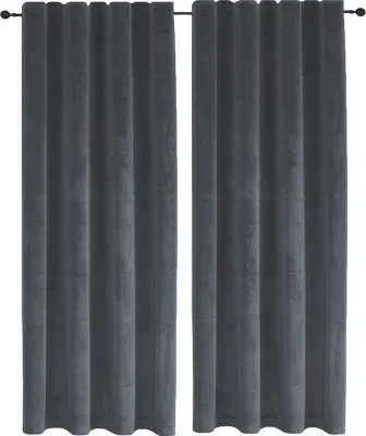 Produktbild von Vorhang 2er Set Anthrazit Kräuselband Verdunkelung 140x245 cm Samt blickdicht Gardine