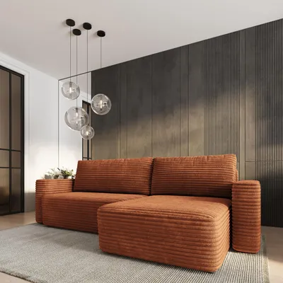 Produktbild von Masseno Ecksofa TELIN mit Schlaffunktion L-Form, Sofa mit Bettkasten, Wohnzimmersofa, Couch, Soffa, Bettsofa, Couchgarnitur- Braun, TILIA 52