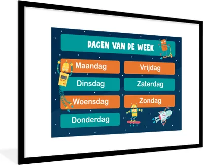 Produktbild von MuchoWow® MuchoWow® Gerahmtes Poster Kindergarten - Bildung - Tage - Jungen - Mädchen - Kinder - Blau - Kind 90x60 cm - Poster mit zchwarzem Bilderrahmen - Wanddekoration - Fotos