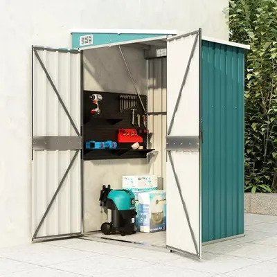 Immagine prodotto di Ripiano da parete per giardino, colore verde, 118x100x178 cm. Capanno per biciclette in acciaio zincato. Capanno per ripostiglio, capanno per esterni, capanno da giardino, capanno per attrezzi. Codice prodotto: 316217