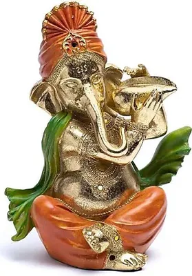 Image de Statue de Ganesh avec une trompette -- 25 x 20 x 13 cm : commandez en ligne  Qualité supérieure