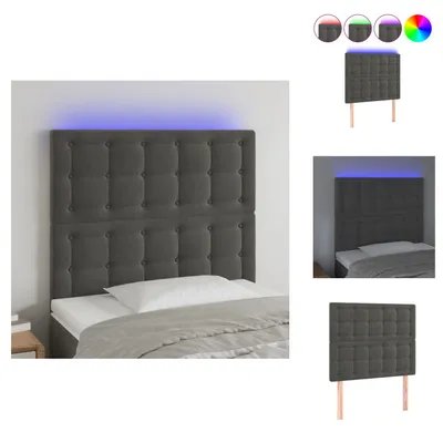 Produktbild von vidaXL LED Kopfteil Dunkelgrau 80x5x118/128 cm Samt -  Kopf- & Fußenden