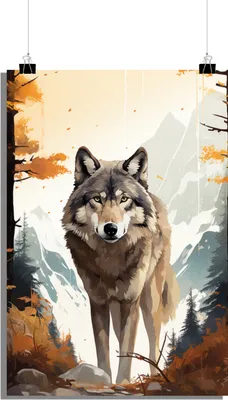Produktbild von Tierposter - Wolf Poster - Wald Poster - Aquarell Poster - 61x91cm - Perfekt zum Einrahmen