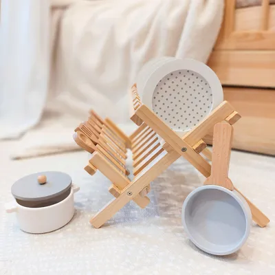 Immagine prodotto di Accessori da cucina in legno con asciugapentole - set per bambini