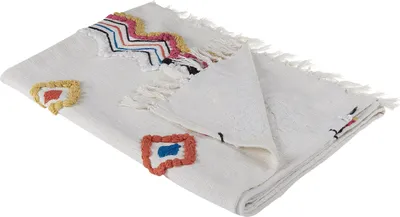 Produktbild von BELIANI Decke Mehrfarbig Baumwolle 130x180 cm Abstraktes Motiv mit Quasten Überwurf für Schlafzimmer Kinderzimmer
