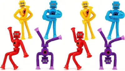 Productafbeelding van Robotspeelgoed met telescopische buizen - Set van 8 - Sensorische buizen voor kinderen - Anti-stress - Verjaardagscadeau