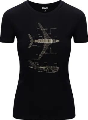 Obrázek produktu pro Diarbo dámské tričko s modrotiskovým potiskem aeroplane legend černé velikost S